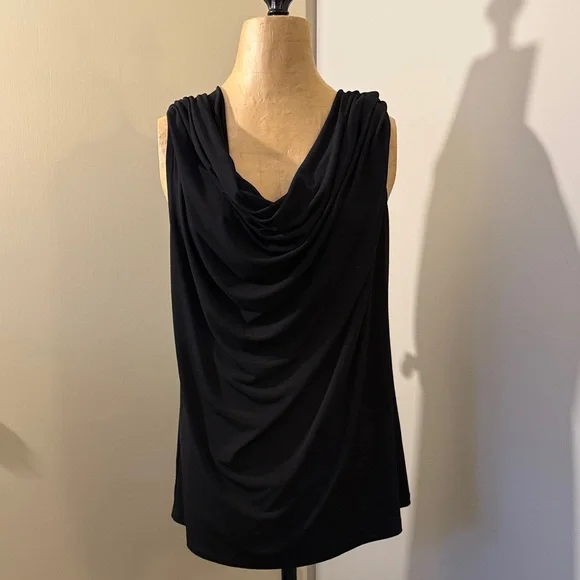 Jones New York Black Drape Neck Blouse - Picture 1 of 5
